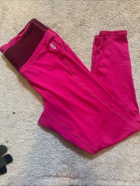 FP Movement by Free People Hot Pink Leggings with Dark Magenta Waistband